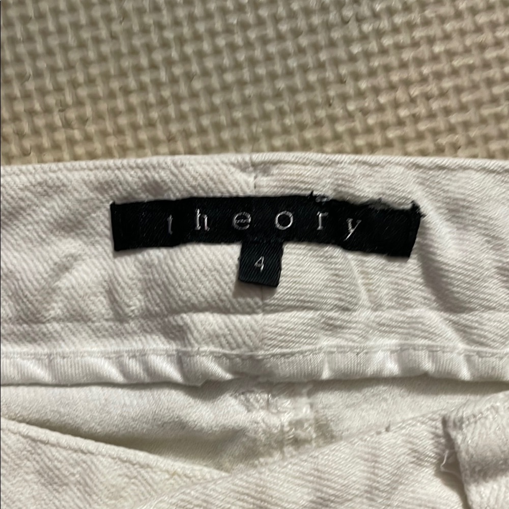 Theory Women's White Jeans with slight flare, cropped - Picture 2 of 4